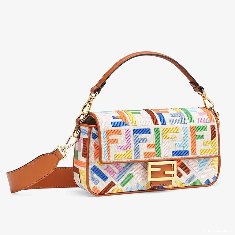 Cheap Fendi Baguette Motif Multicolor Bag Medium In FF Canvas 0718